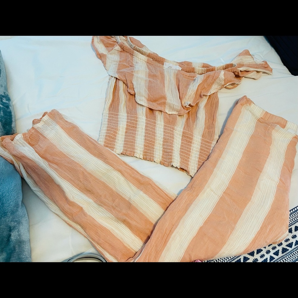2 piece nude pink and cream set